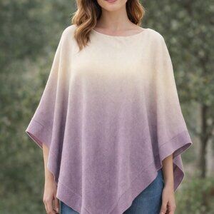 Barefoot Dreams Poncho Womens One Size CozyChic Ultra Lite Ombre Lavender Light